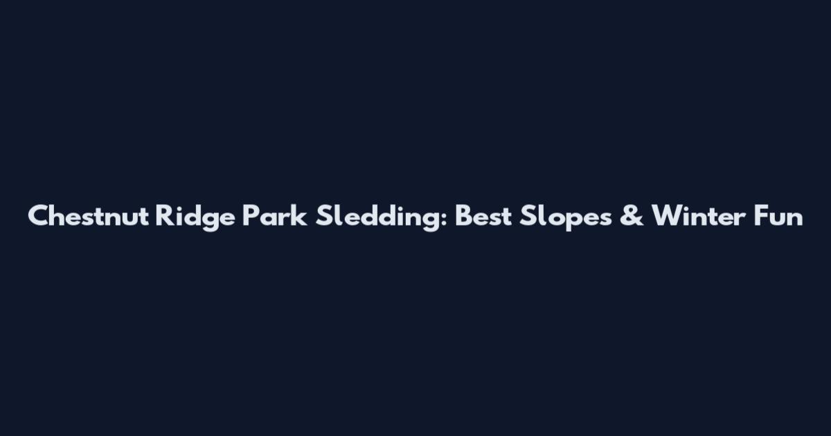 Chestnut Ridge Park Sledding: Best Slopes & Winter Fun