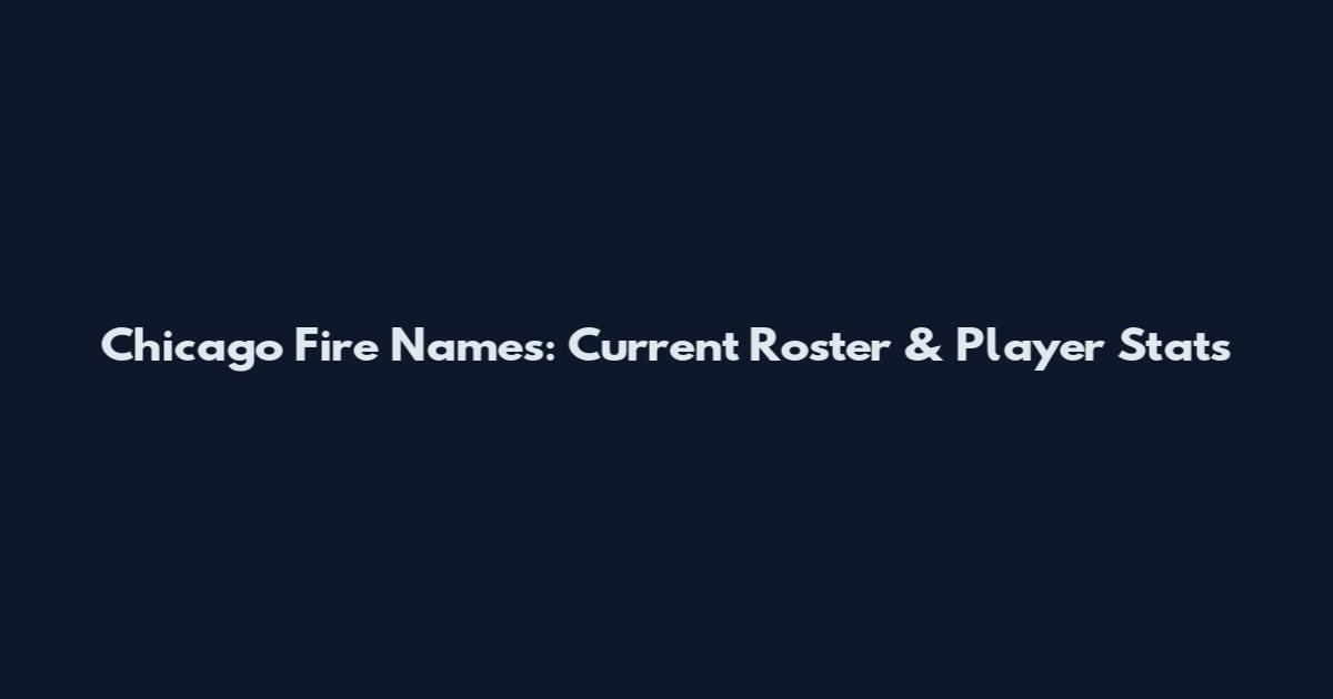 Chicago Fire Names: Current Roster & Player Stats