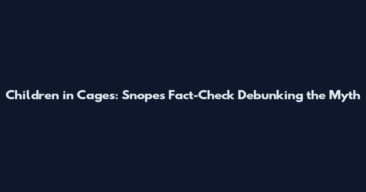 Children in Cages: Snopes Fact-Check Debunking the Myth