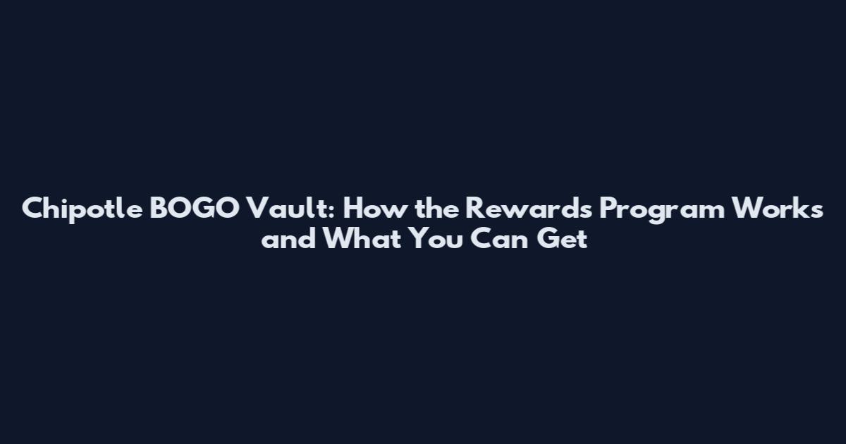 Chipotle BOGO Vault: How the Rewards Program Works and What You Can Get