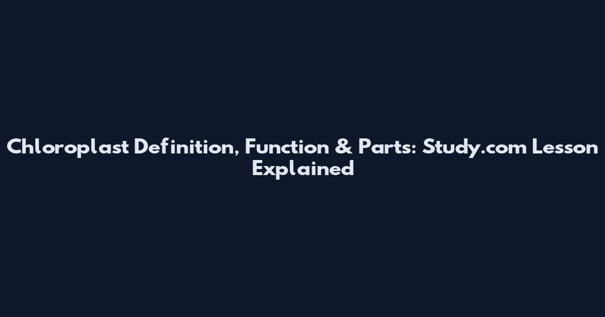 Chloroplast Definition, Function & Parts: Study.com Lesson Explained