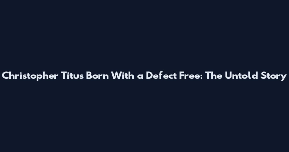 Christopher Titus Born With a Defect Free: The Untold Story