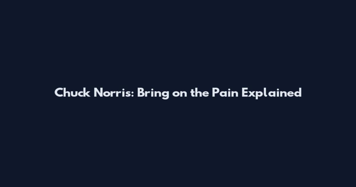 Chuck Norris: Bring on the Pain Explained