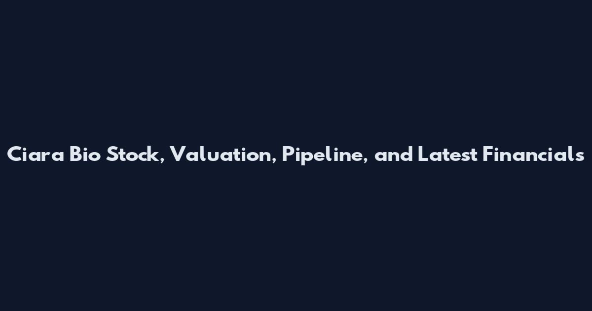 Ciara Bio Stock, Valuation, Pipeline, and Latest Financials