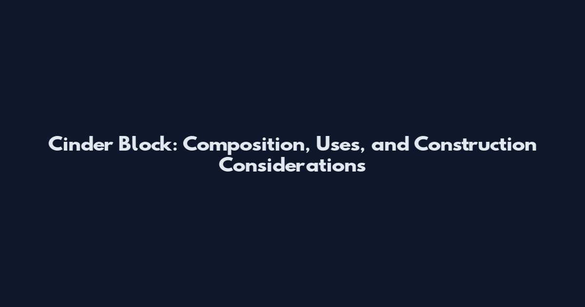 Cinder Block: Composition, Uses, and Construction Considerations