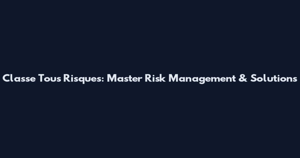 Classe Tous Risques: Master Risk Management & Solutions