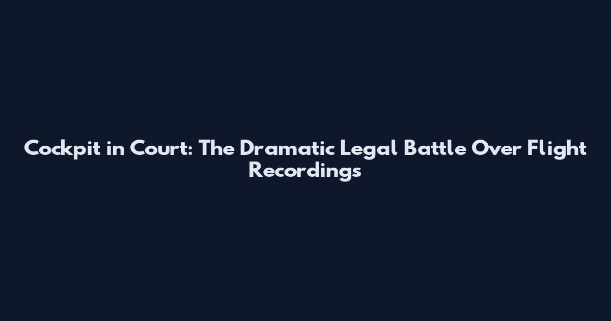 Cockpit in Court: The Dramatic Legal Battle Over Flight Recordings