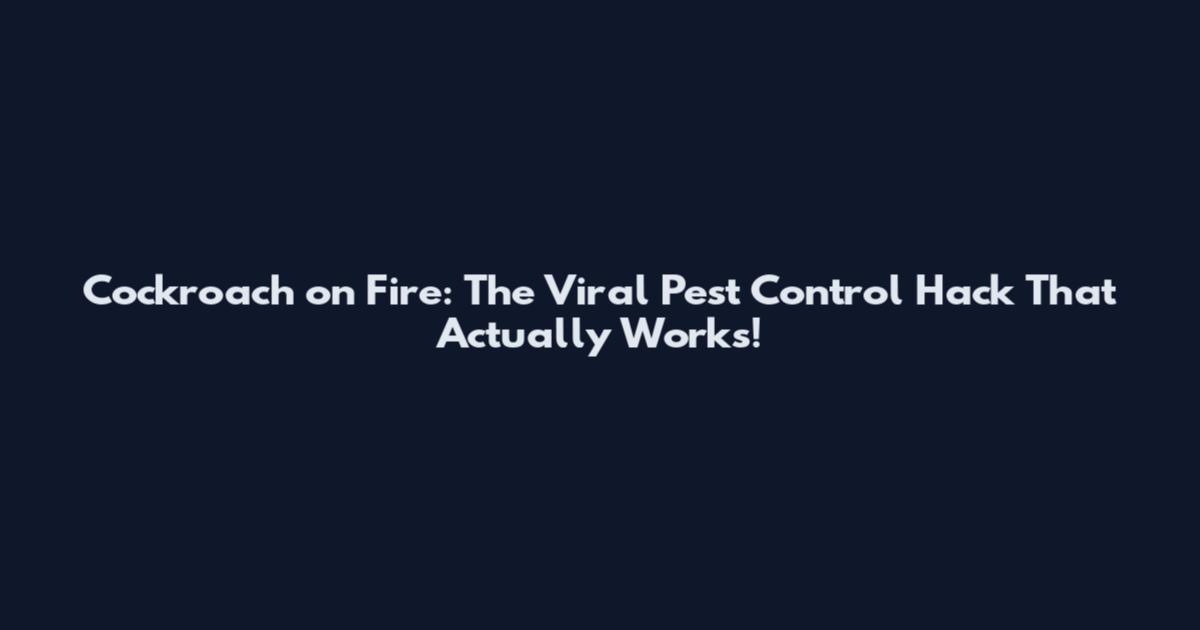 Cockroach on Fire: The Viral Pest Control Hack That Actually Works!