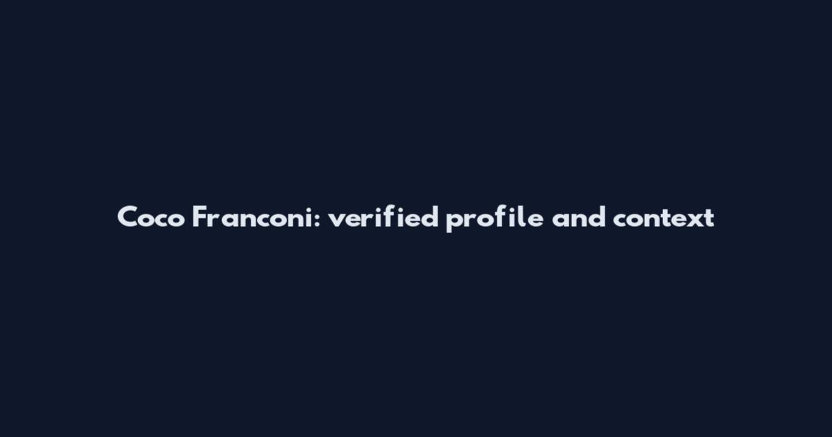 Coco Franconi: verified profile and context