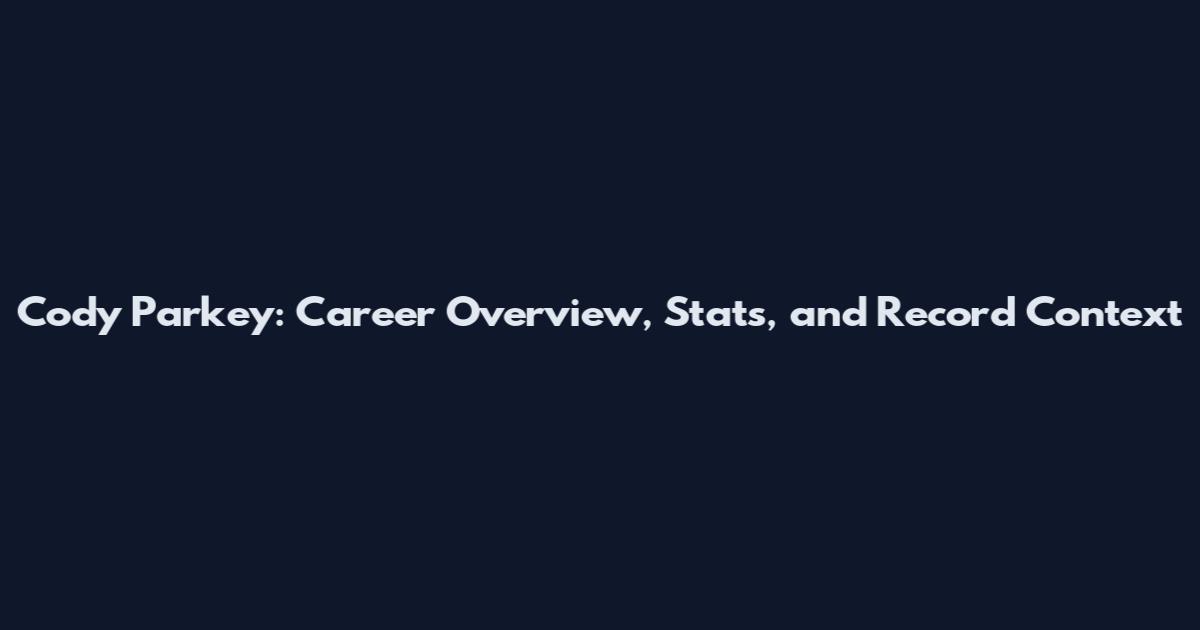 Cody Parkey: Career Overview, Stats, and Record Context