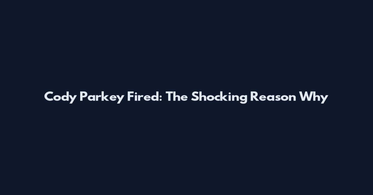 Cody Parkey Fired: The Shocking Reason Why