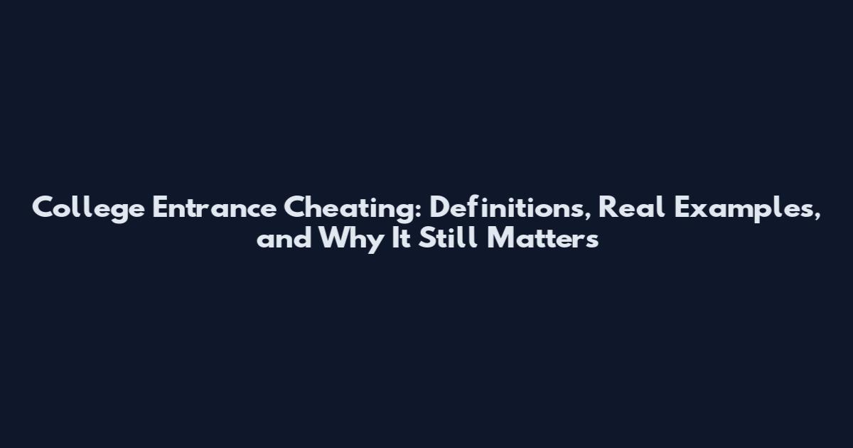 College Entrance Cheating: Definitions, Real Examples, and Why It Still Matters