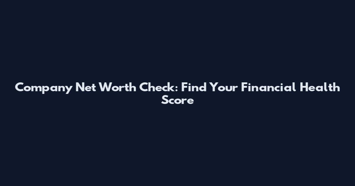 Company Net Worth Check: Find Your Financial Health Score