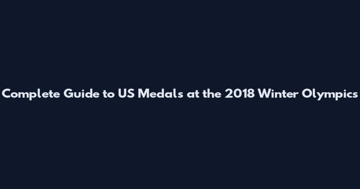 Complete Guide to US Medals at the 2018 Winter Olympics