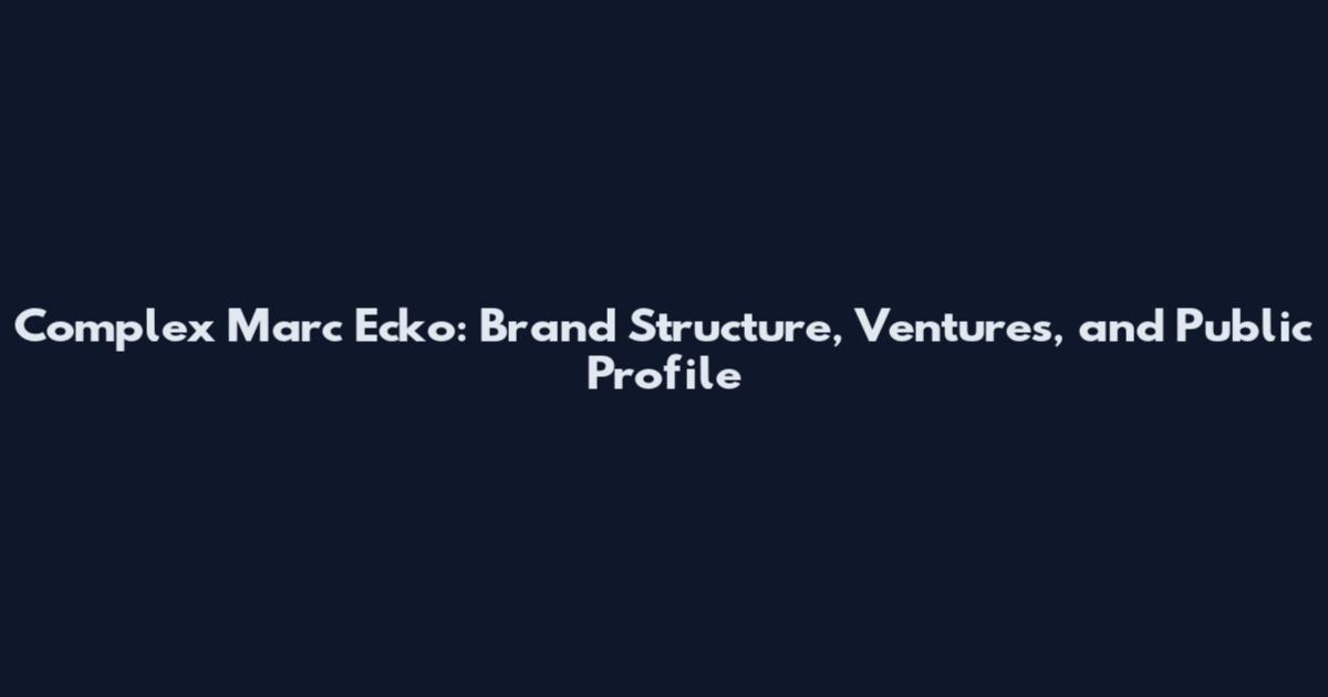 Complex Marc Ecko: Brand Structure, Ventures, and Public Profile