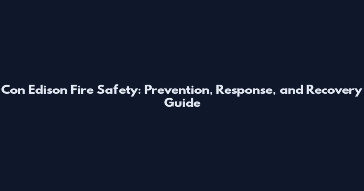 Con Edison Fire Safety: Prevention, Response, and Recovery Guide