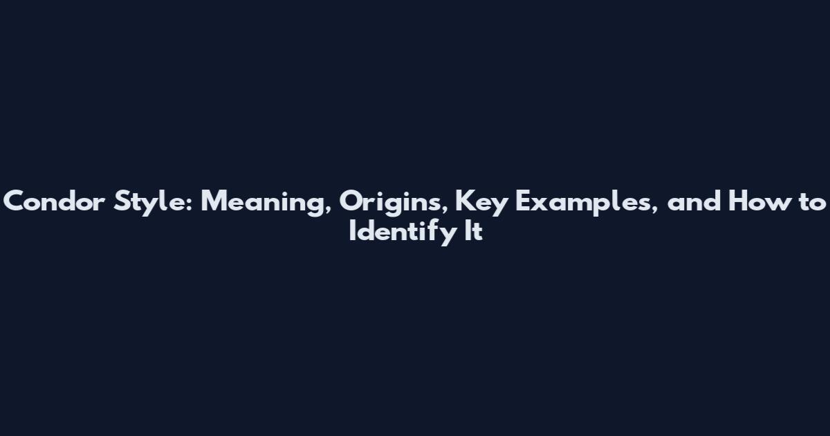 Condor Style: Meaning, Origins, Key Examples, and How to Identify It