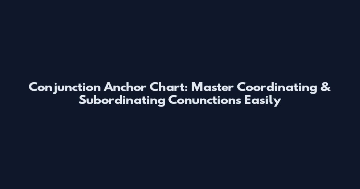 Conjunction Anchor Chart: Master Coordinating & Subordinating Conunctions Easily