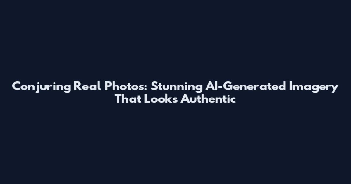 Conjuring Real Photos: Stunning AI-Generated Imagery That Looks Authentic