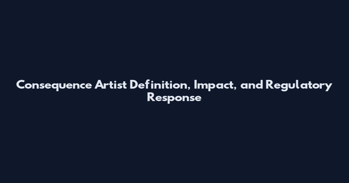 Consequence Artist Definition, Impact, and Regulatory Response
