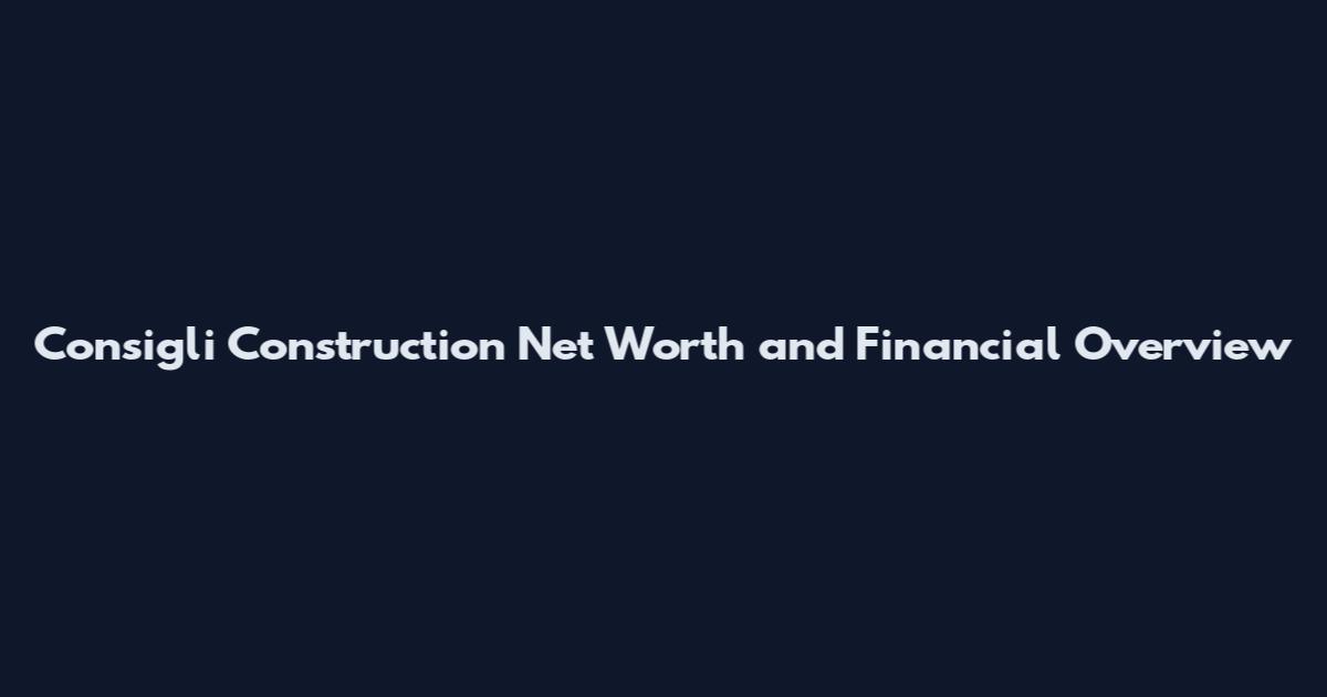 Consigli Construction Net Worth and Financial Overview