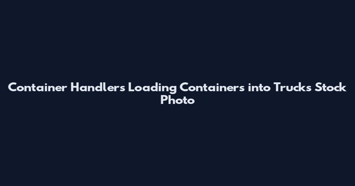 Container Handlers Loading Containers into Trucks Stock Photo