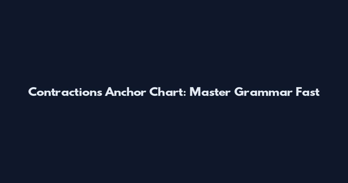 Contractions Anchor Chart: Master Grammar Fast