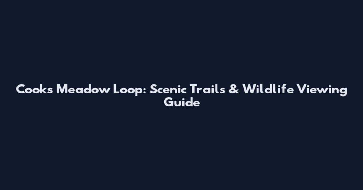 Cook's Meadow Loop: Scenic Trails & Wildlife Viewing Guide