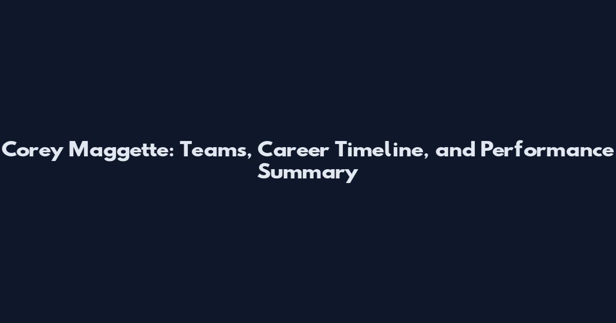 Corey Maggette: Teams, Career Timeline, and Performance Summary