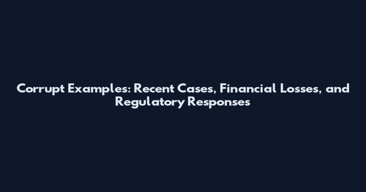 Corrupt Examples: Recent Cases, Financial Losses, and Regulatory Responses
