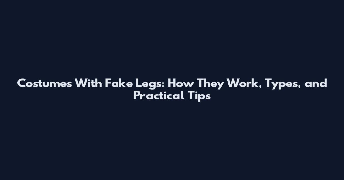 Costumes With Fake Legs: How They Work, Types, and Practical Tips