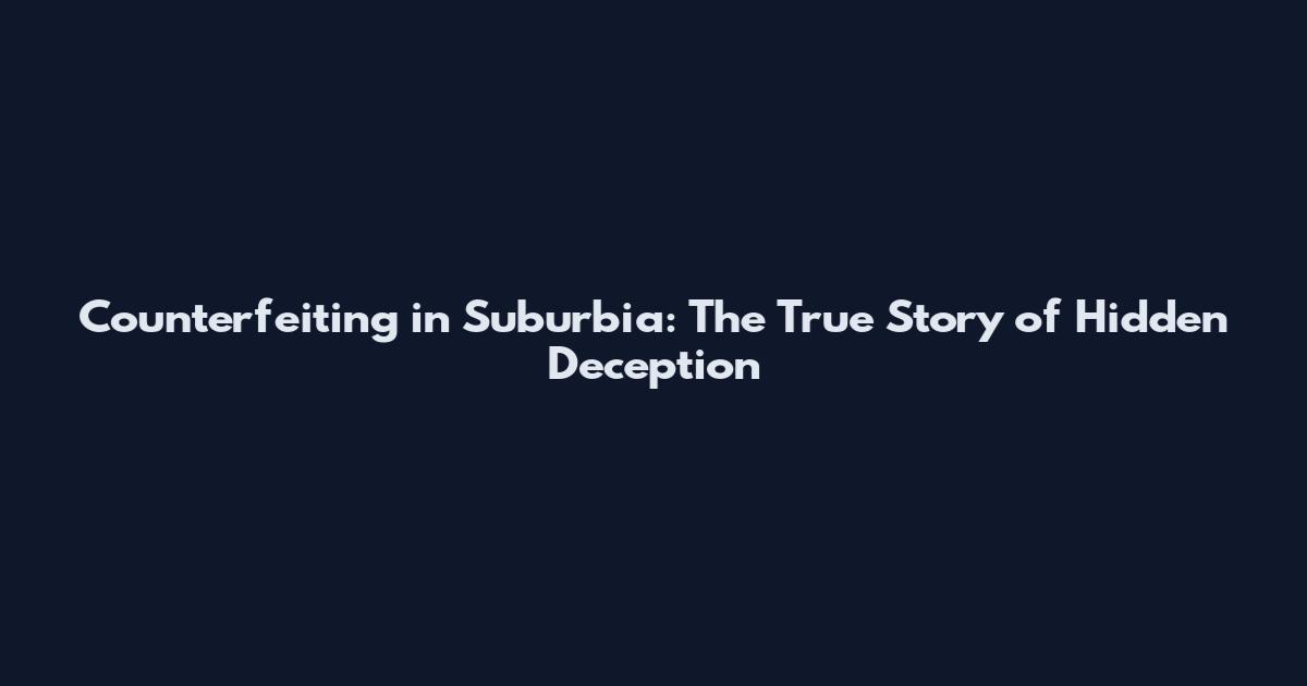 Counterfeiting in Suburbia: The True Story of Hidden Deception