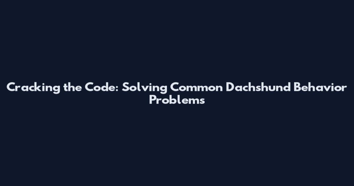 Cracking the Code: Solving Common Dachshund Behavior Problems