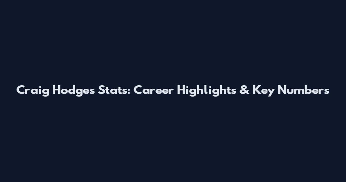 Craig Hodges Stats: Career Highlights & Key Numbers