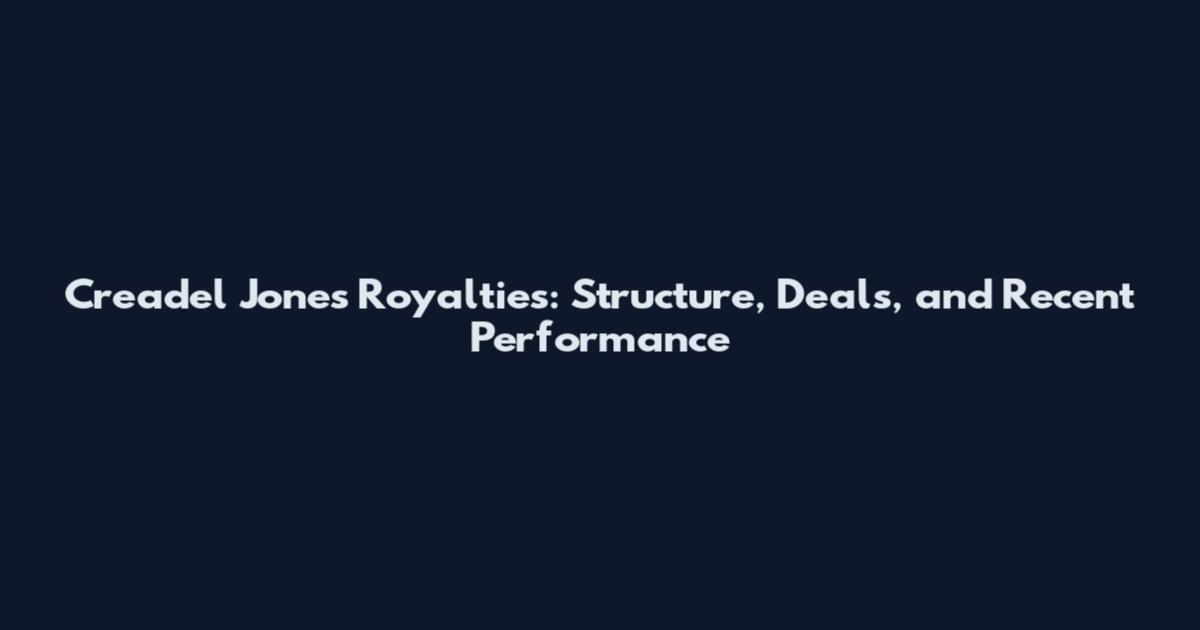 Creadel Jones Royalties: Structure, Deals, and Recent Performance