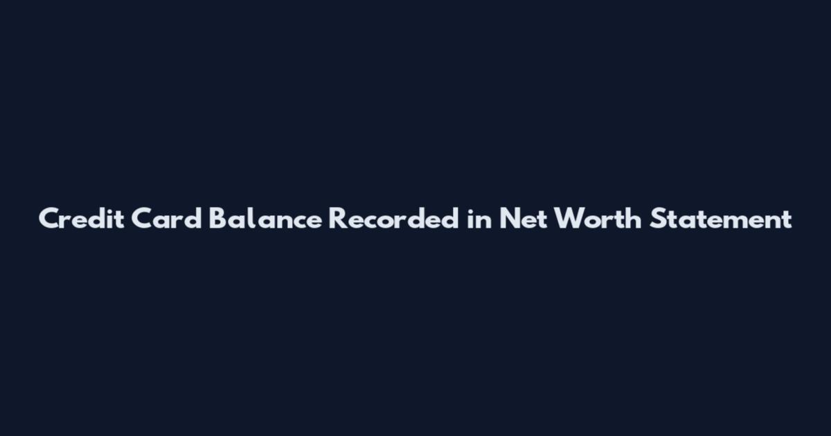 Credit Card Balance Recorded in Net Worth Statement