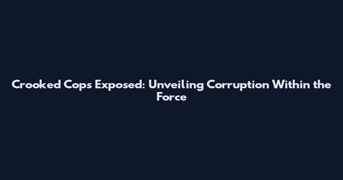 Crooked Cops Exposed: Unveiling Corruption Within the Force