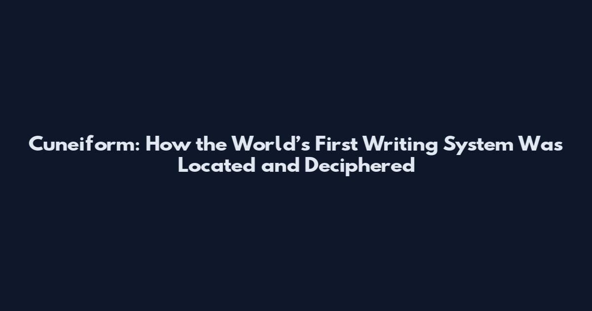 Cuneiform: How the World’s First Writing System Was Located and Deciphered