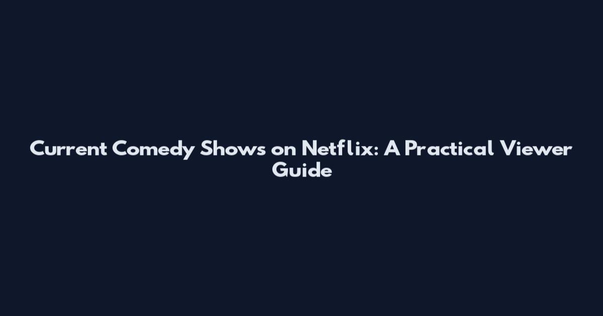 Current Comedy Shows on Netflix: A Practical Viewer Guide