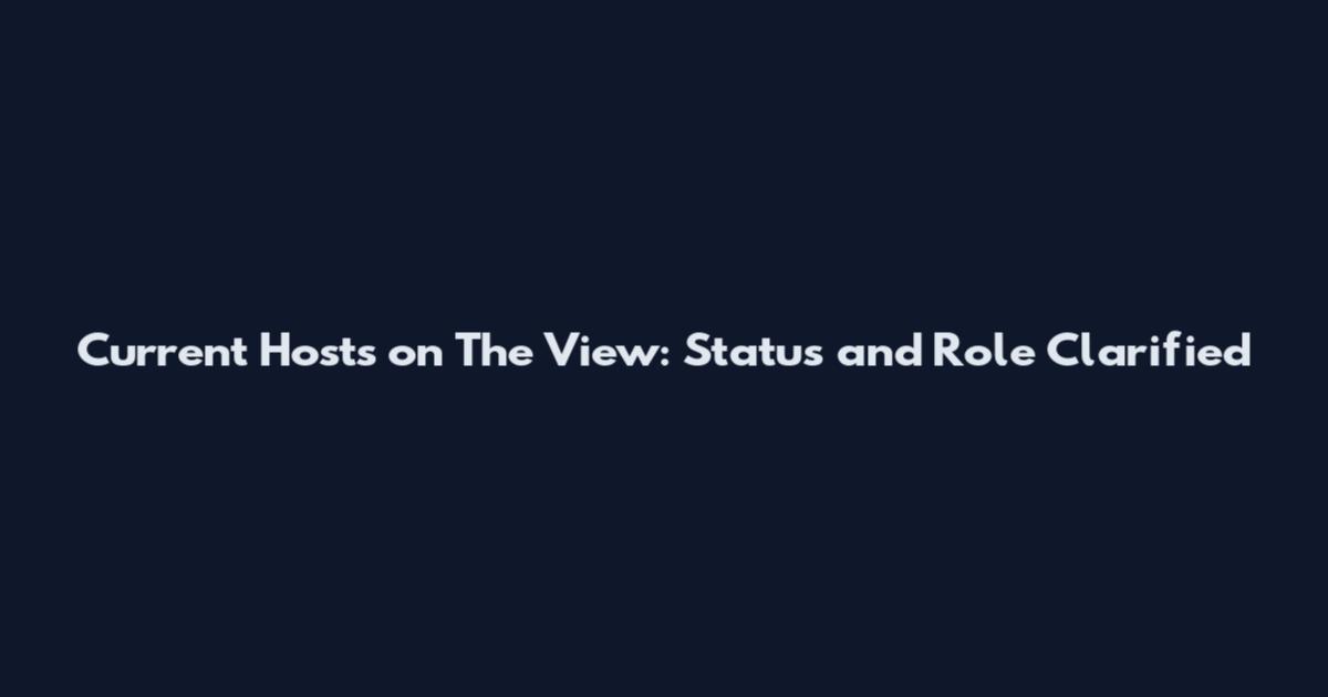 Current Hosts on The View: Status and Role Clarified