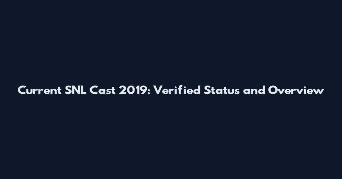 Current SNL Cast 2019: Verified Status and Overview