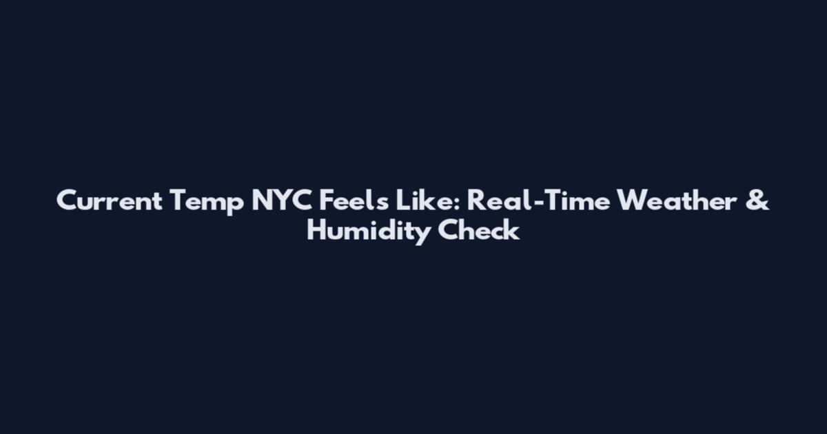 Current Temp NYC Feels Like: Real-Time Weather & Humidity Check