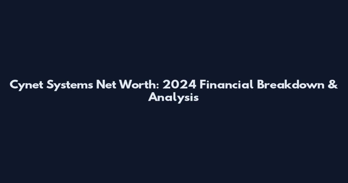 Cynet Systems Net Worth: 2024 Financial Breakdown & Analysis