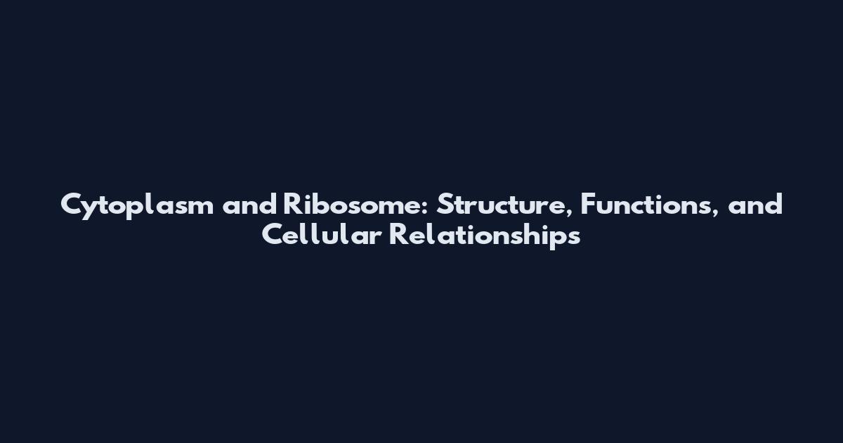 Cytoplasm and Ribosome: Structure, Functions, and Cellular Relationships