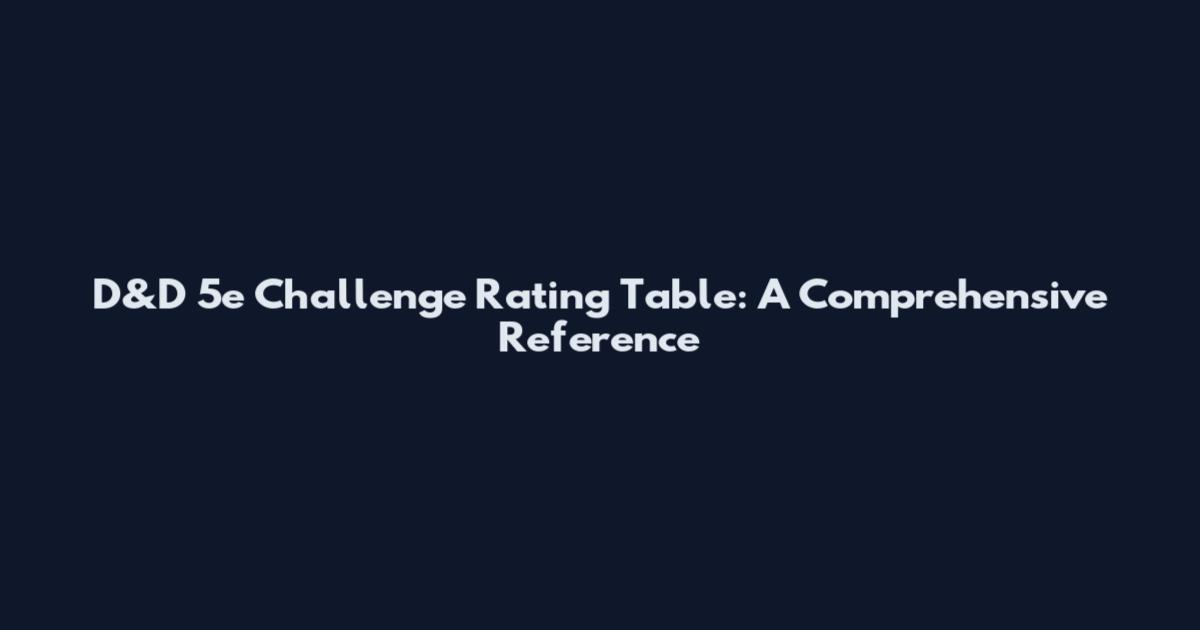 D&D 5e Challenge Rating Table: A Comprehensive Reference