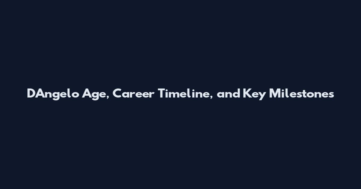D'Angelo Age, Career Timeline, and Key Milestones