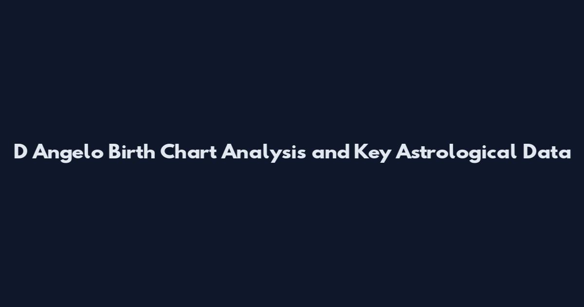 D Angelo Birth Chart Analysis and Key Astrological Data