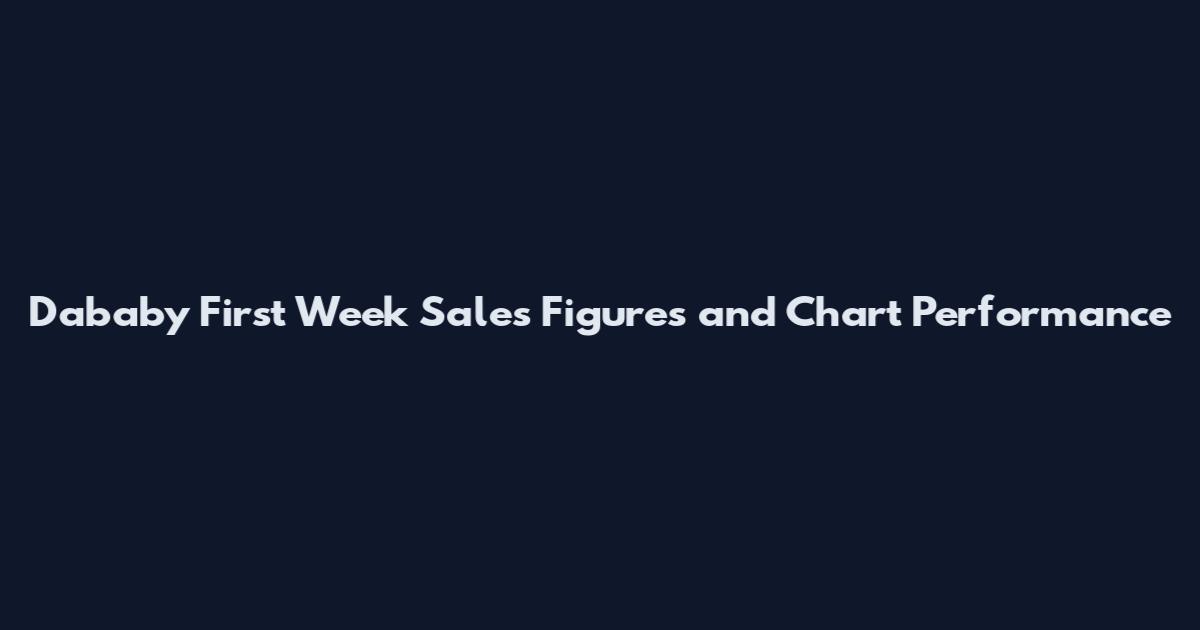 Dababy First Week Sales Figures and Chart Performance