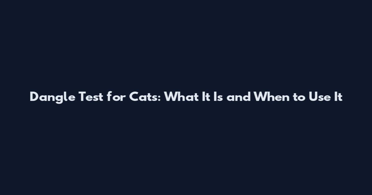 Dangle Test for Cats: What It Is and When to Use It