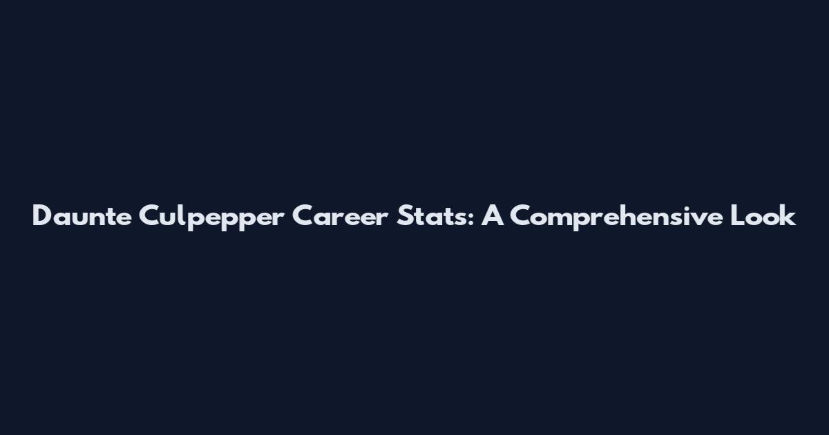 Daunte Culpepper Career Stats: A Comprehensive Look